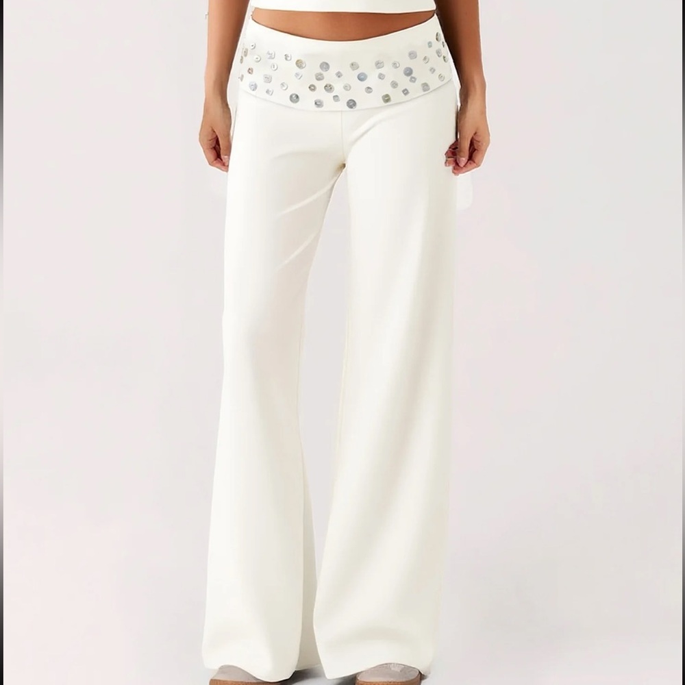 Edikted White Pants with Silver Sequins - Picture 2 of 6